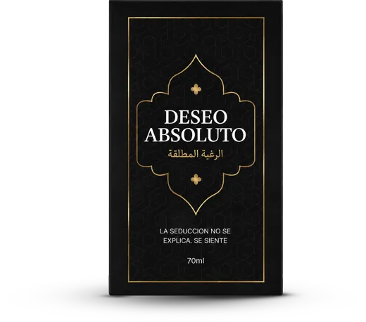 Caja negra de Deseo Absoluto con el nombre y el sello de la marca en dorado